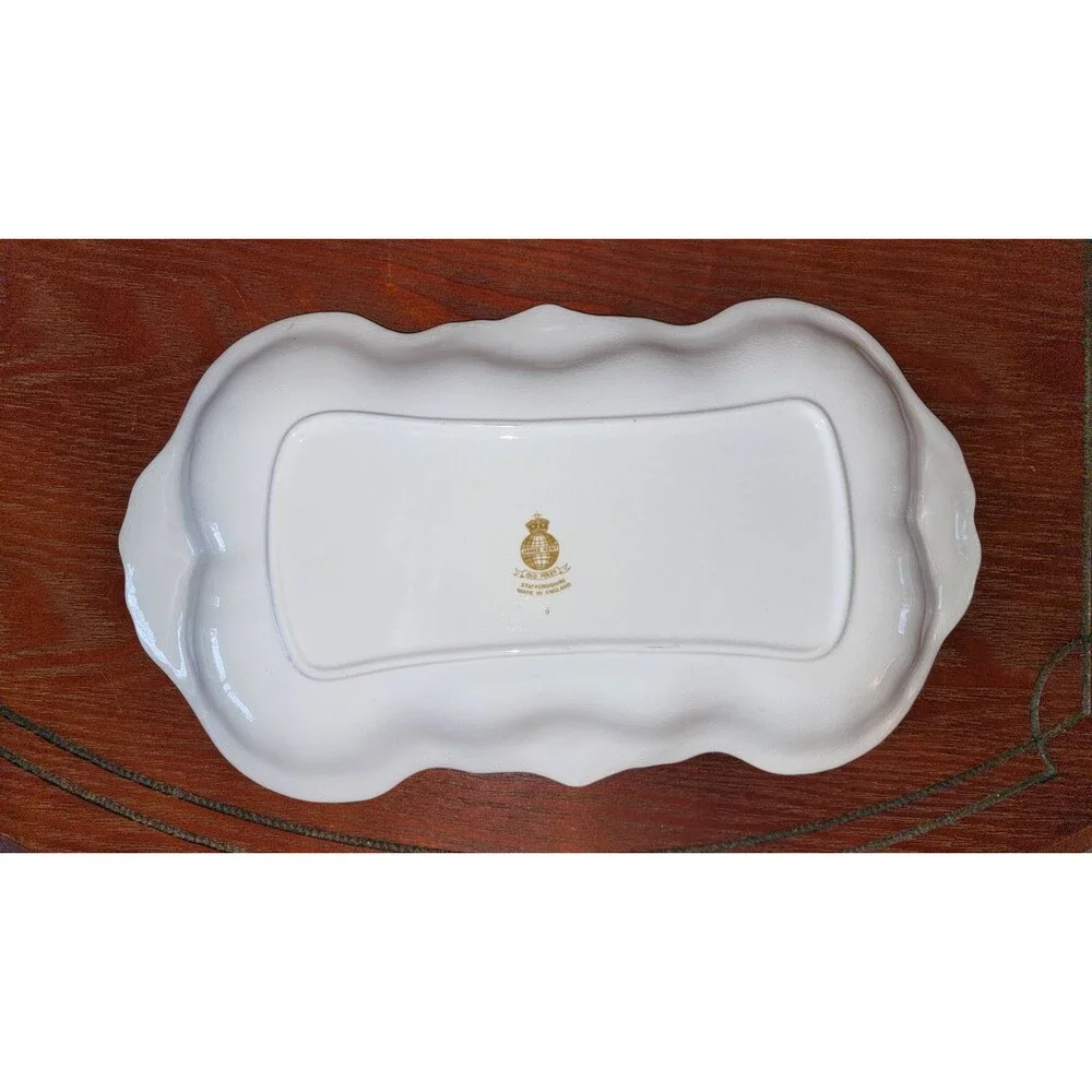 James Kent Old Foley Bone China Sandwich Tray Gold gilt & Pink Roses, 1950s Vint